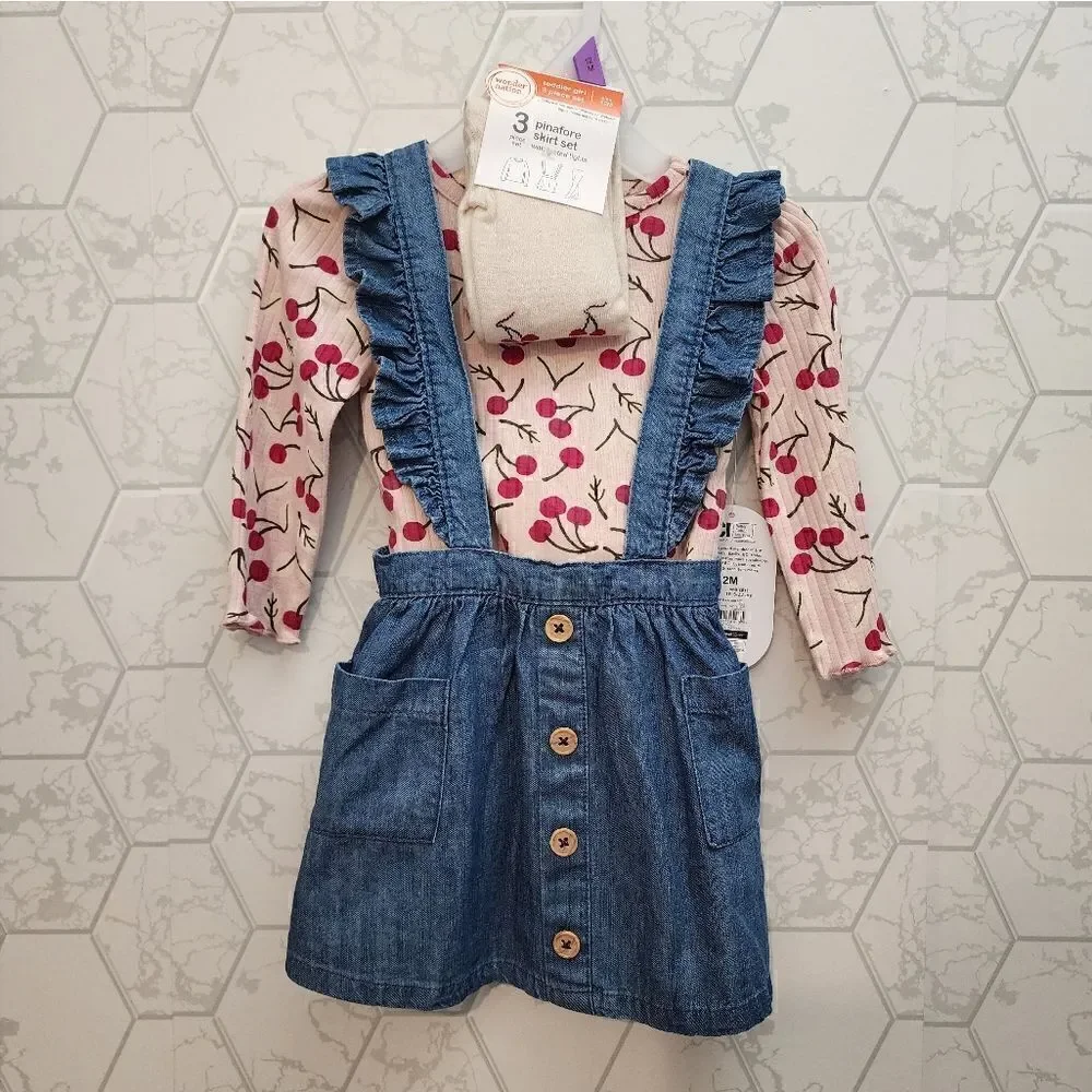 Nwt Lot of two Pinafore skirt dress sets, Size 12 months